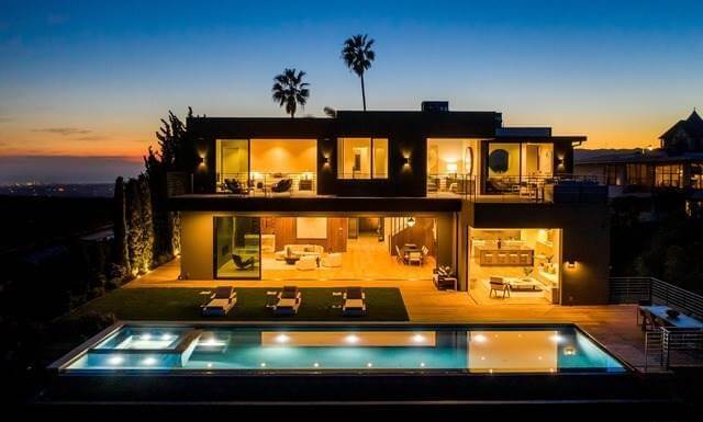 night view of luxury Bel Air CA home for sale